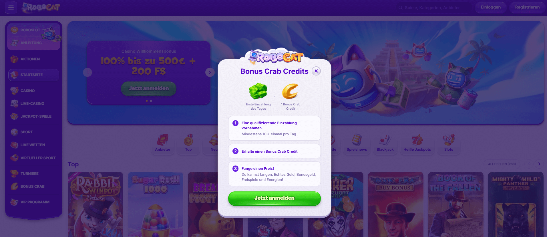 Bonus Crab im Casino Robocat